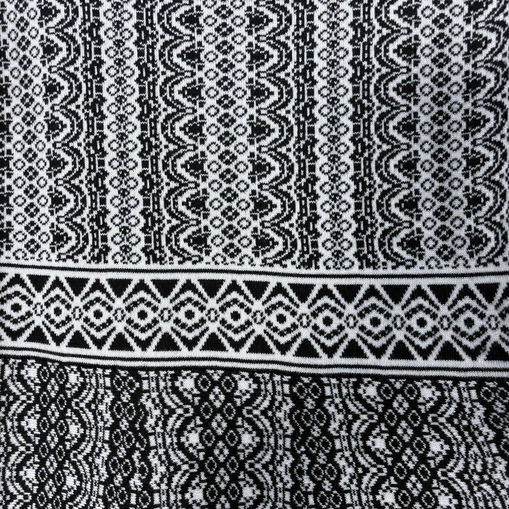 Nina Leonard Fit & Flare Knit Sweater Dress Geometric Print Black White Feminine - Picture 5 of 12